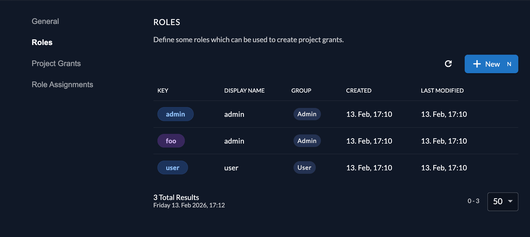 Project roles in management console