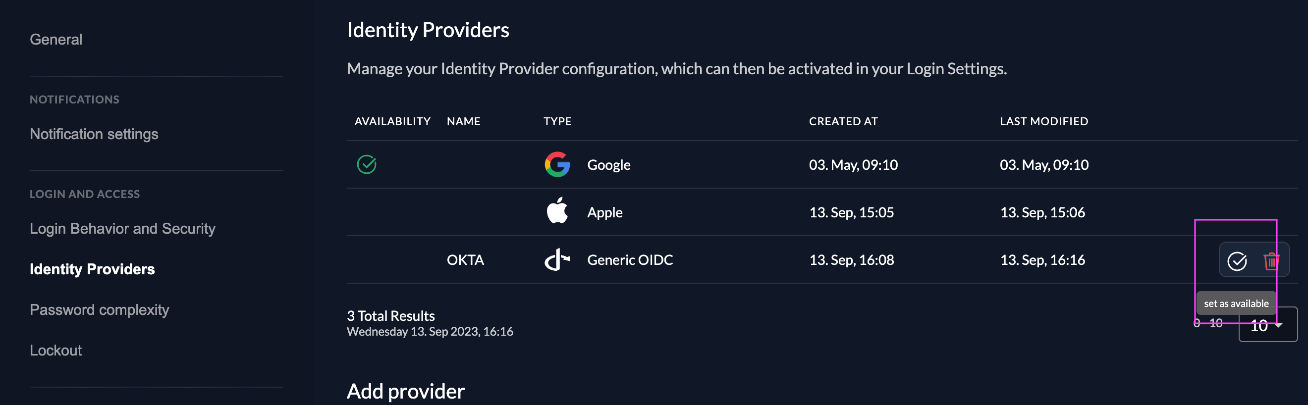 Activate the OIDC Provider