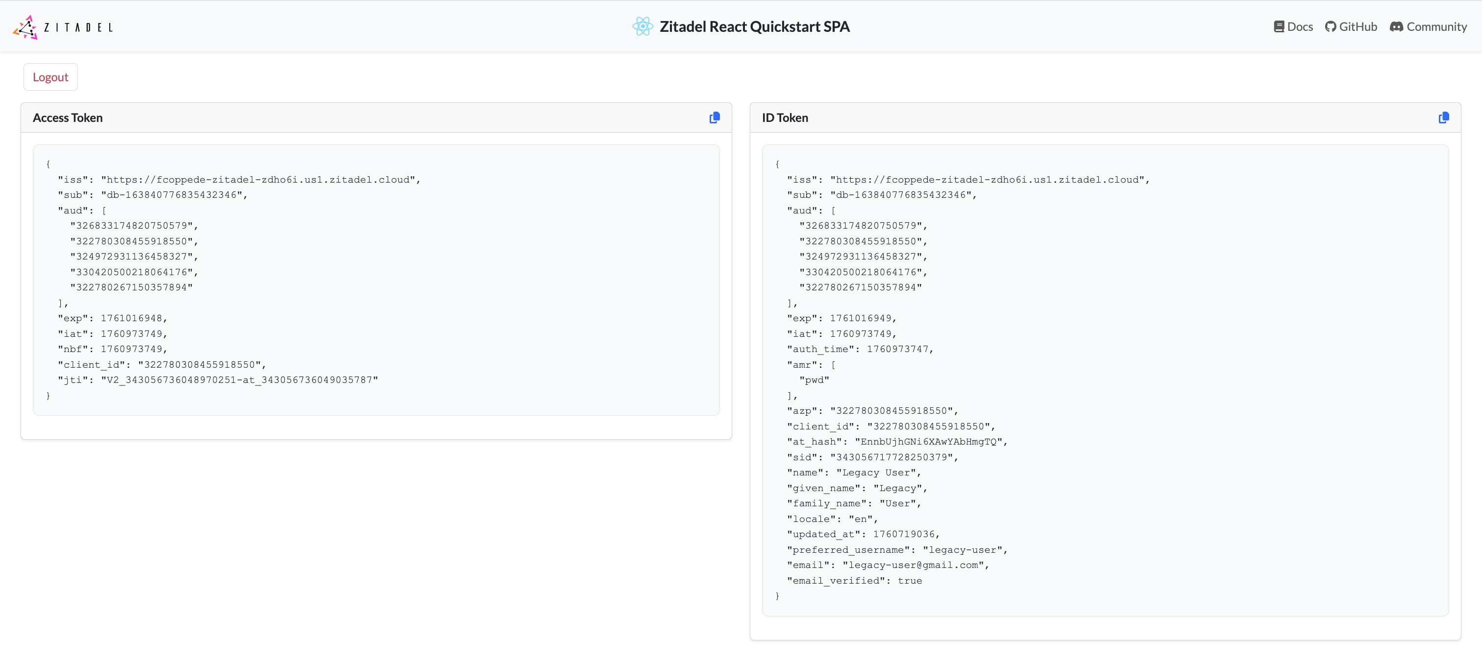 App in console