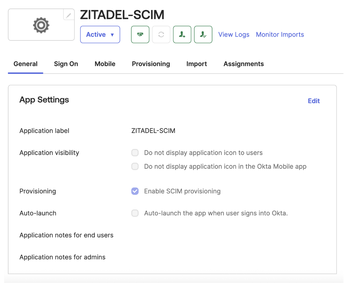 Enable SCIM provisioning in Okta